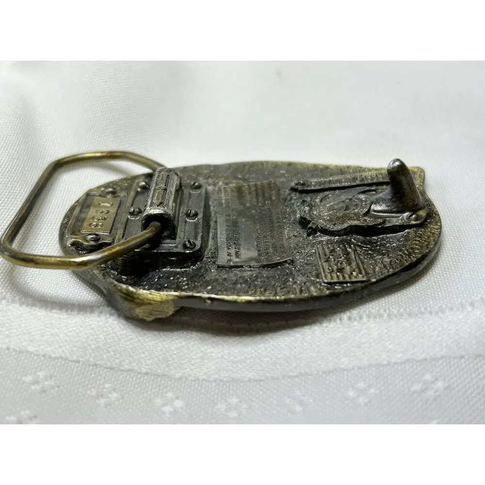Vintage Coon Hunting Raccoon Belt Buckle Brass The Great American Buckle Co USA